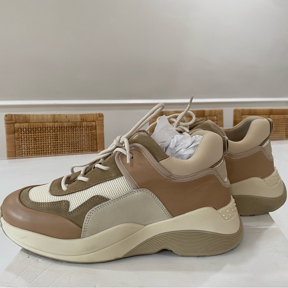 Neutral sneakers with slight platform